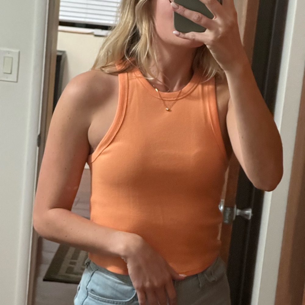 Anthropologie Orange Ribbed Tank Top